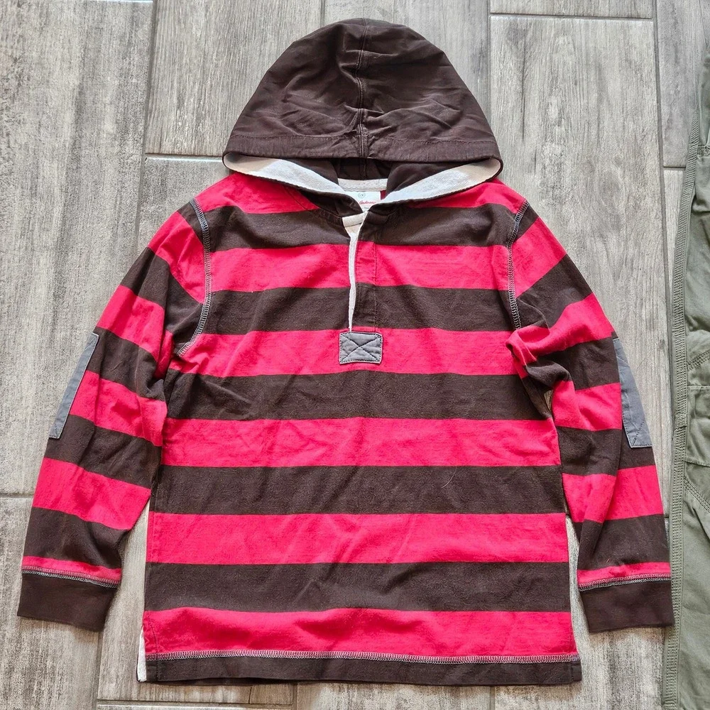 Hanna Andersson Pants Hoodie Set Kids 130 Striped Long Sleeve Rugby Utility Play